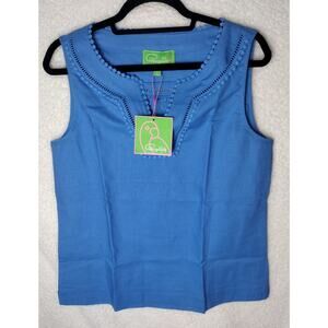 Women's Pappagallo Linen Blend Island Blue Addison Top Medium NEW